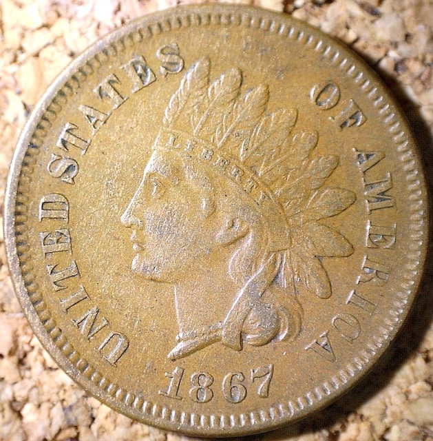 1867 Indian Head penny DDR-001 Snow-6 doubled die reverse showing doubling in wreath and lettering